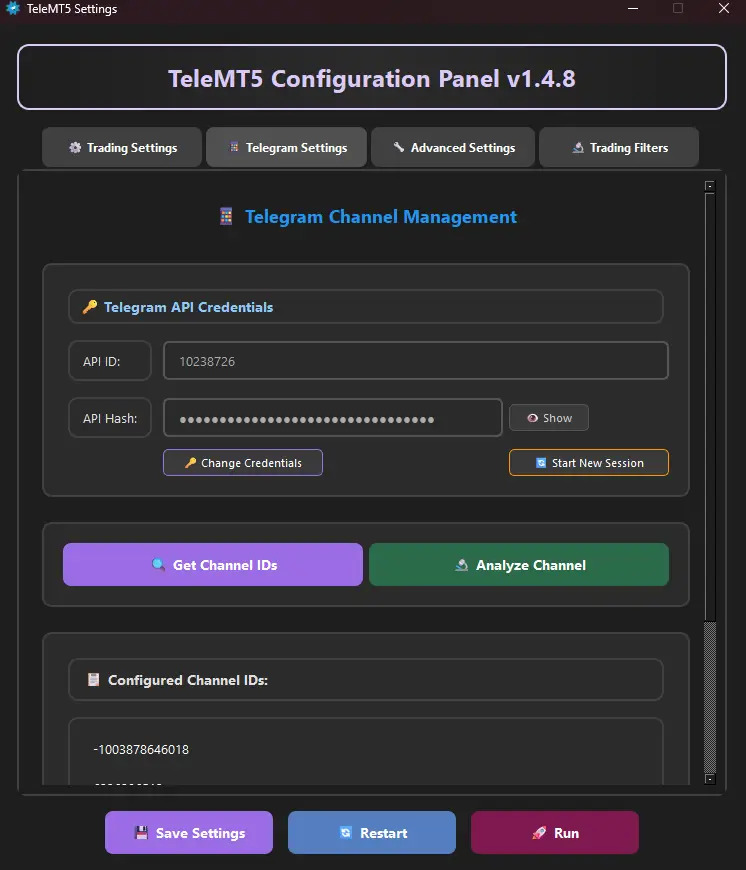 TeleMT5 Settings