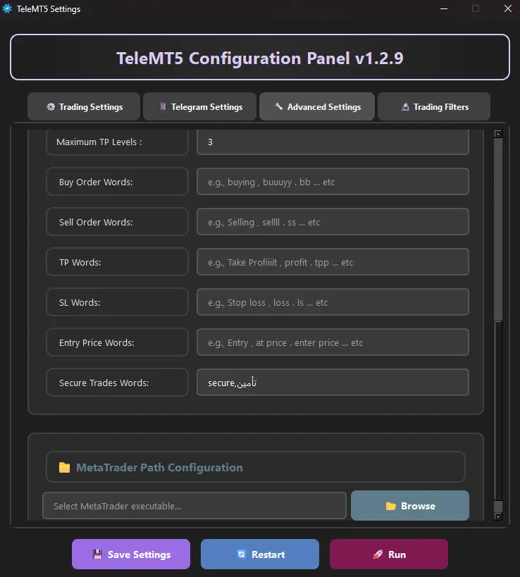 TeleMT5 Settings