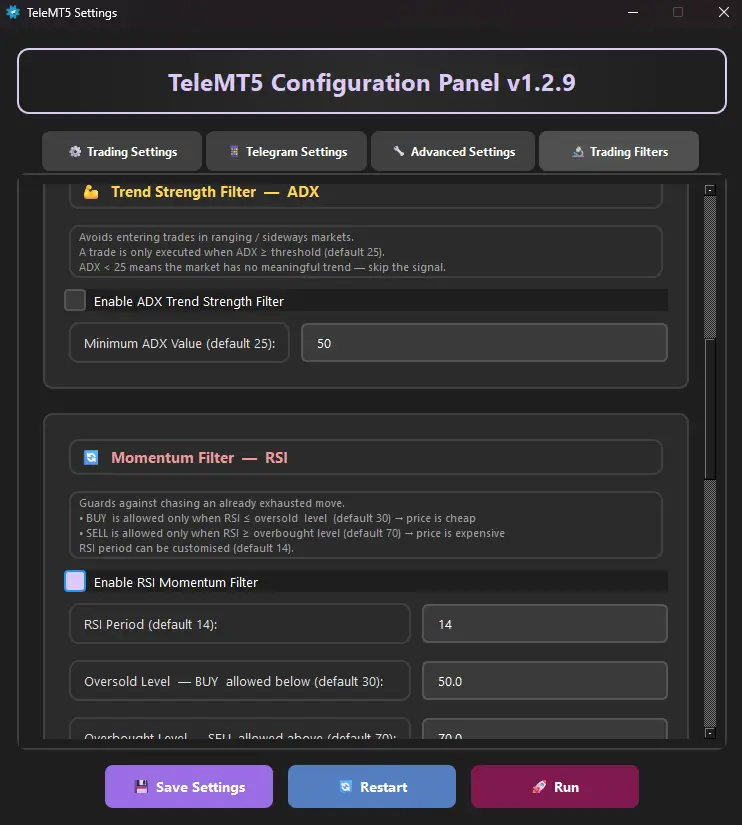 TeleMT5 Settings